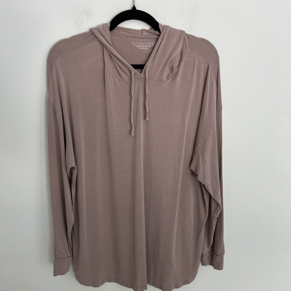 Victoria's Secret Sz L Dusty Rose Long Sleeve Lightweight Fleece Hoodie